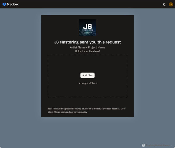 JS Mastering Dropbox File Request